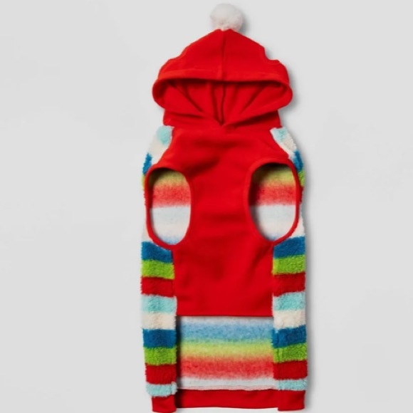 Wondershop Dog Sherpa/Fleece sweater with Santa Hoodie and White PomPom Size XXL - Picture 4 of 14